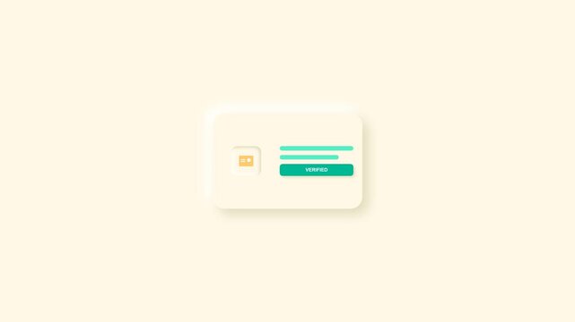 Neomorphic credit card user interface widget animating color states on minimalist background