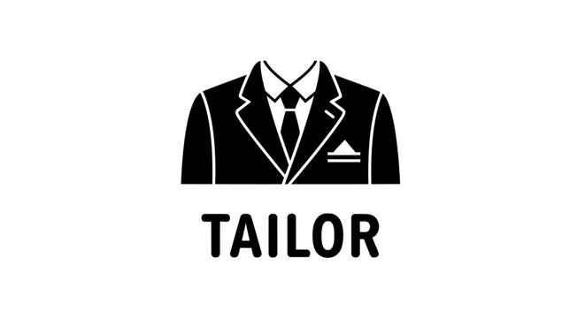 Tailor logo with suit icon.