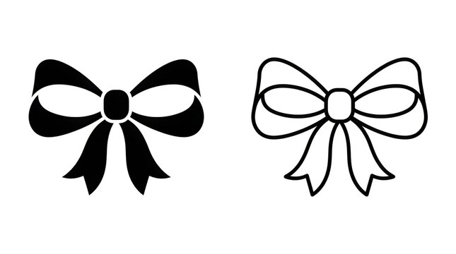 Black and white bow ribbon icons