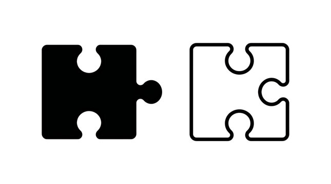 Matching puzzle pieces icon set