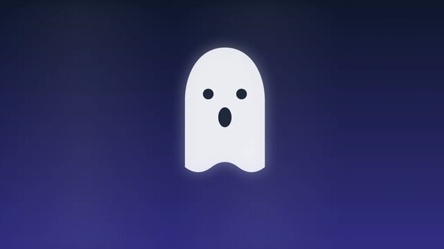 Minimalistic ghost icon on dark blue gradient background