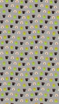 Seamless pattern of kitchen measuring cups and scales