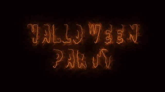 halloween party text animation with fire effect background