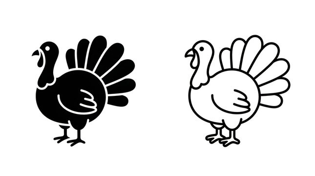 Black and white turkey icons facing opposite directions