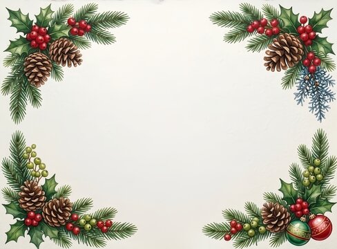 christmas frame with fir branches