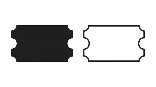 Black and white ticket outline icon pair