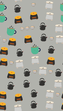 Seamless pattern of kitchen items