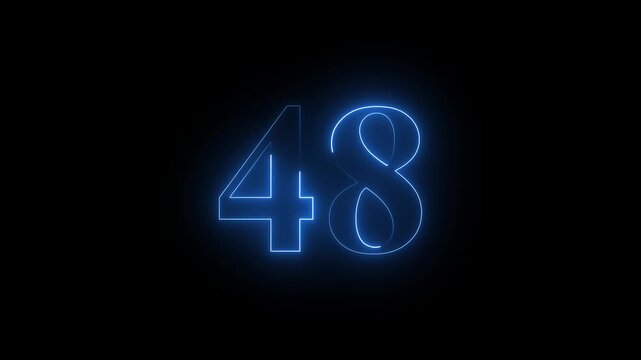 neon dynamic 48 number text icon animation educational mathematics text icon animation on black background.