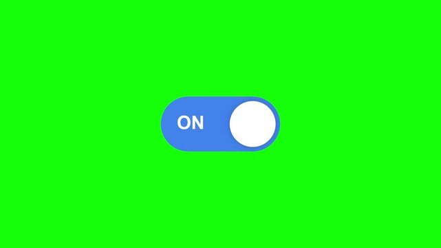 on off toggle button animation with greenscreen background