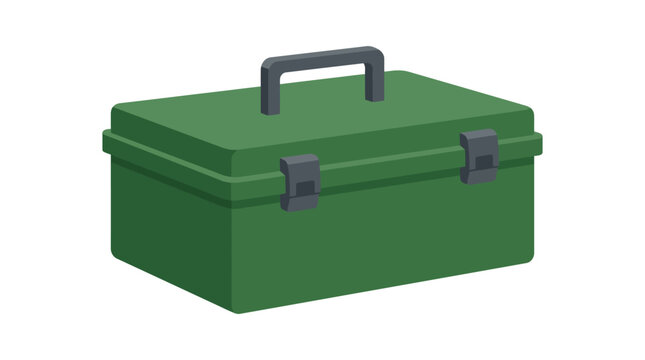 Green Plastic Toolbox Vector Illustration