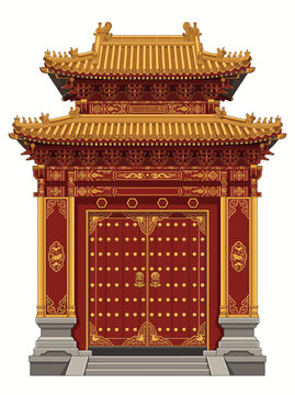 Chinese imperial palace gate vector