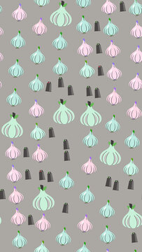 Garlic Pattern with Shopping Bags