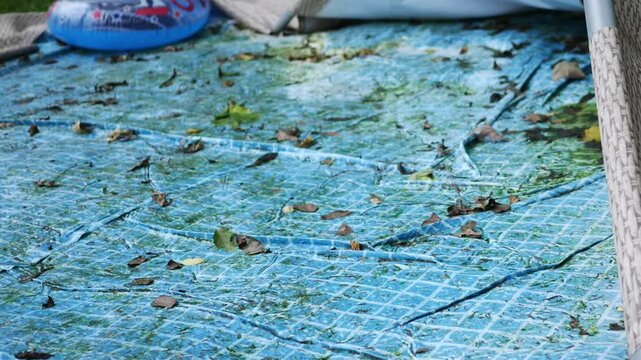 Deflated or Broken Pool Series - Close up of Mossy Pool Liner