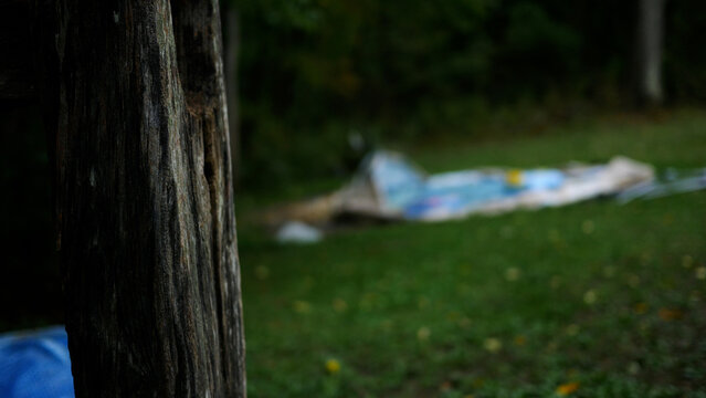 Deflated or Broken Pool Series - Fence in Foreground of Broken Pool