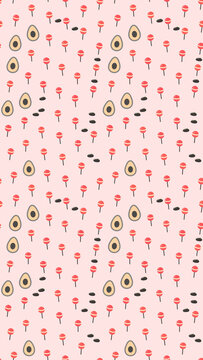 Avocado and Lollipop Pattern