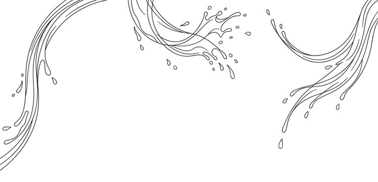 Water splash line art on transparent background for creative design.