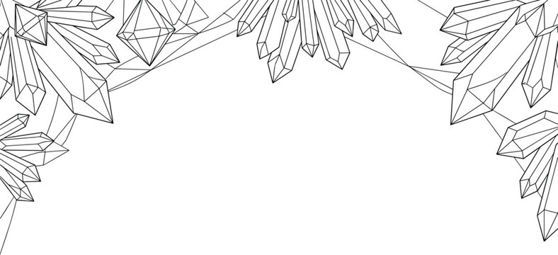 Geometric crystal cluster border design vector on transparent base.