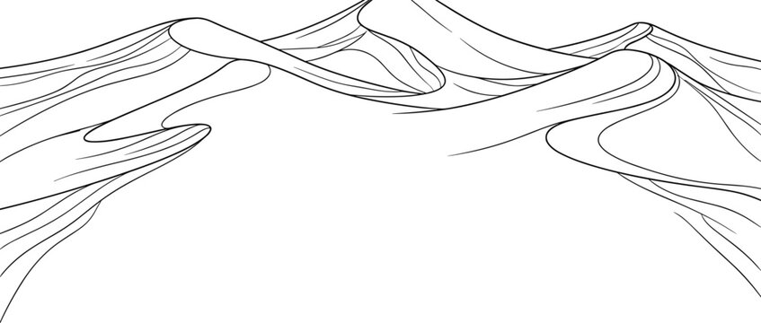 Abstract dune landscape line art graphic minimal desert background.