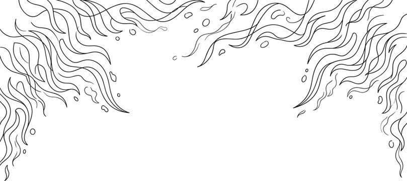 Abstract fire flames outline drawing stylized energy border graphic.