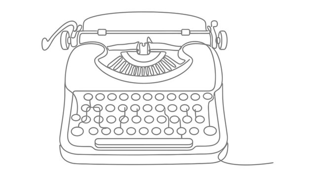 Vintage Typewriter Illustration: A clean line art illustration of a classic manual typewriter, evoking nostalgia for a bygone era of writing and communication.