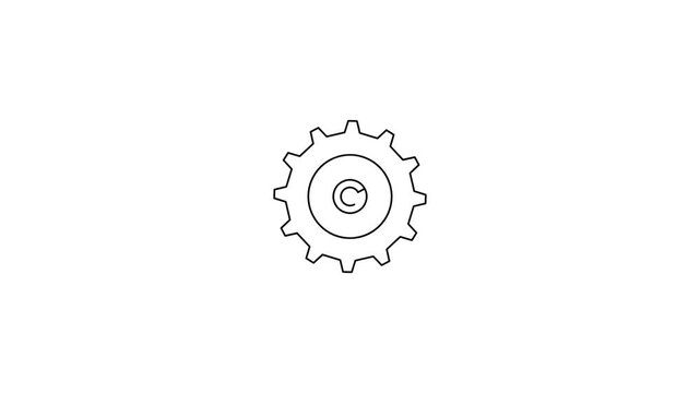 Rotating Gear Icon Animation with Central Refresh Symbol on a Clean White Background