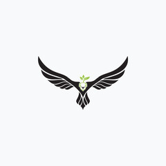 Fototapeta premium Eagle logo with leaf combination, Vector Illustration.