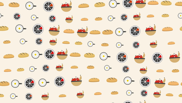 Seamless pattern of food and cooking icons