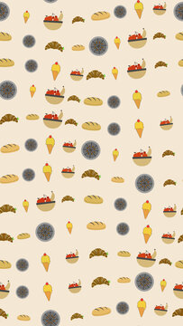 Seamless pattern of food items