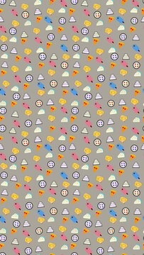 Assorted food icons pattern