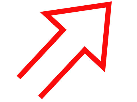 Vector illustration of an arrow pointing to the top right