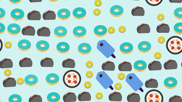 Assorted food items pattern