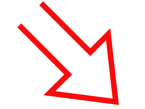 Vector illustration of an arrow pointing to the bottom right