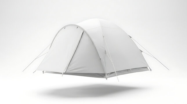 White Family Tent Floating In Studio Background Outdoor Camping Equipment 3d Rendering