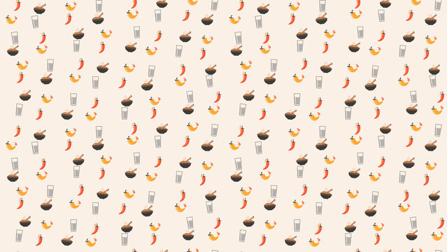 Noodle and Chili Pepper Pattern