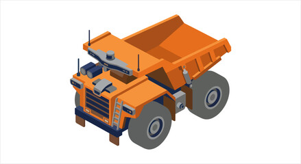 Orange Mining Dump Truck Isometric Illustration. © ahmad
