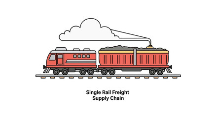 Red Train Engine on Railroad Tracks. © Lum