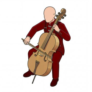 Christmas and new year vector musician in red suit playing cello