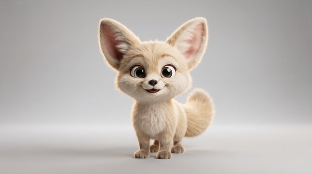 Cute Animated Fennec Fox Character with Large Ears and Expressive Eyes