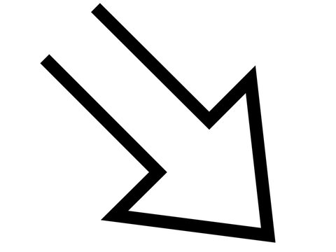 Vector illustration of an arrow pointing to the bottom right