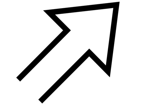 Vector illustration of an arrow pointing to the top right