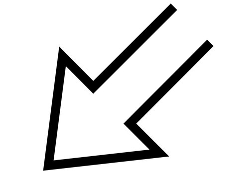 Vector illustration of an arrow pointing to the bottom left