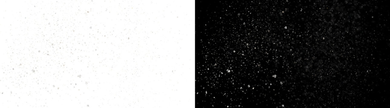 Scattered debris particles float randomly across the frame in PNG, Transparent and Black Background Versions for creative overlay projects