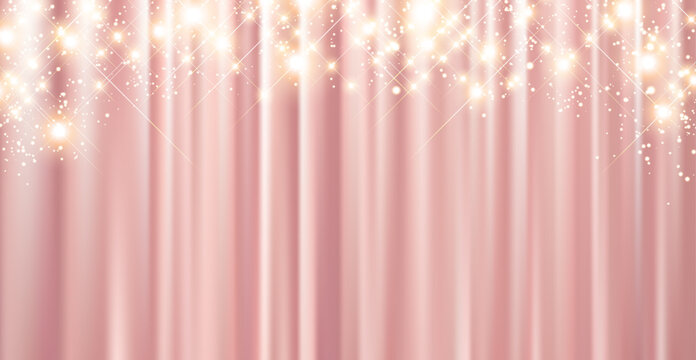 Pink Curtain with Sparkling Lights &ndash; Luxury Shining Background
