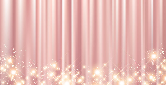 Pink Curtain with Sparkling Lights &ndash; Luxury Shining Background
