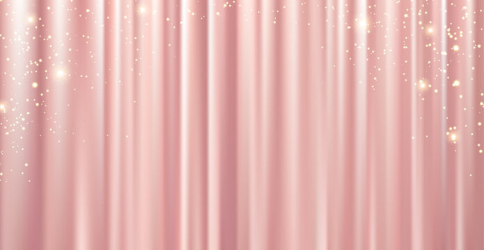 Pink Curtain with Sparkling Lights &ndash; Luxury Shining Background
