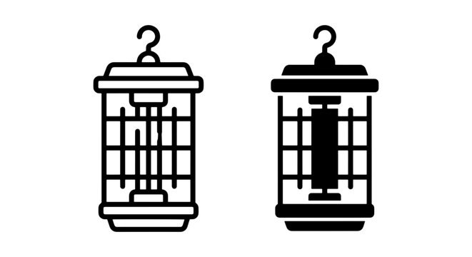 Insect Killer Lamp Icons, Pest Control Device Vector Graphics, Bug Zapper Symbols
