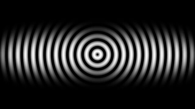 Seamless Loop of Concentric White Ripple Waves Expanding Outward on a Black Background Minimalist Motion Graphics 4K Video
