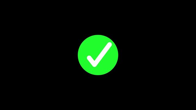 check mark icon flashing on a clean white background, classic modern success and confirmation concept animation, elegant abstract approval symbol looping smoothly, high definition motion graphics.