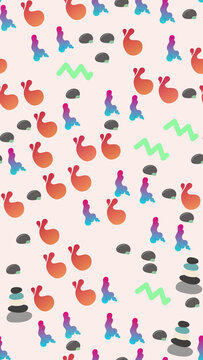 Abstract shapes and pebbles seamless pattern