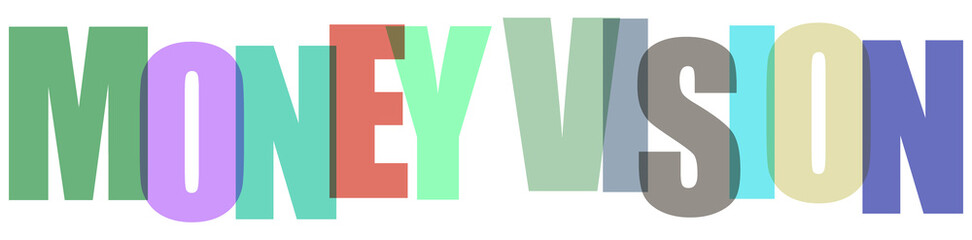 Colorful typography design with the words money vision in a modern layered overlapping style on a transparent background © MST